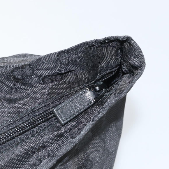GUCCI GG Canvas Web Sherry Line Hand Bag Nylon Black Silver 131228 Auth 163273