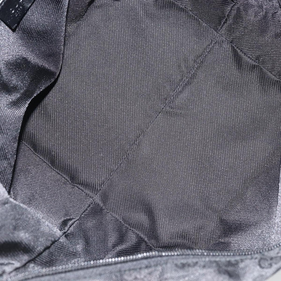 GUCCI GG Canvas Web Sherry Line Hand Bag Nylon Black Silver 131228 Auth 163273