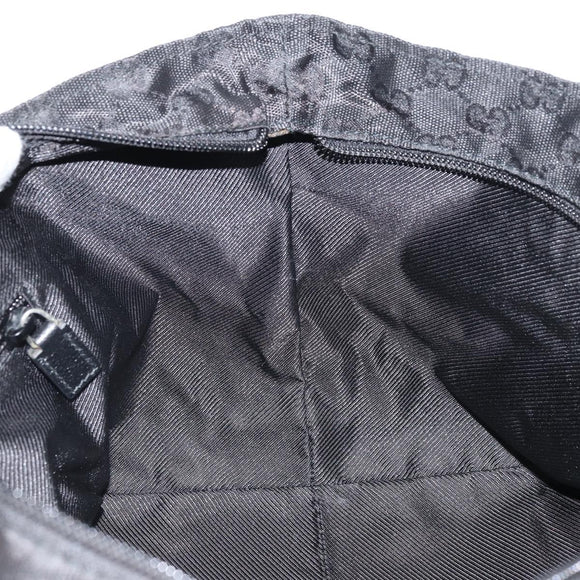 GUCCI GG Canvas Web Sherry Line Hand Bag Nylon Black Silver 131228 Auth 163273