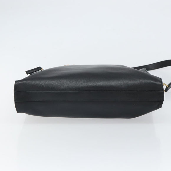 GUCCI Bamboo Hand Bag Leather 2way Black Gold 001 095 1878 Auth 163274