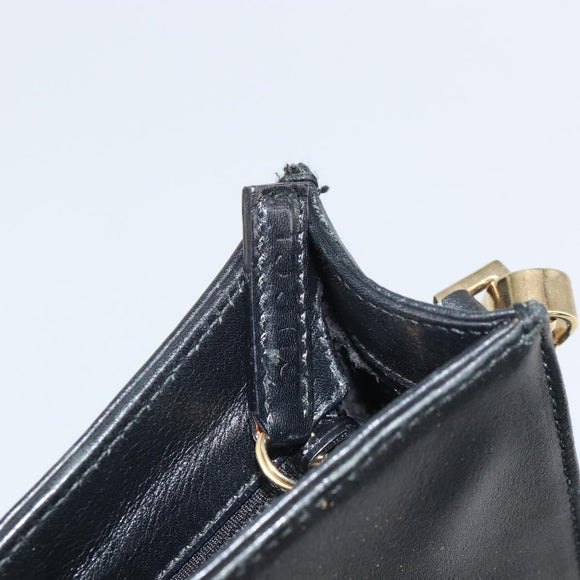GUCCI Bamboo Hand Bag Leather 2way Black Gold 001 095 1878 Auth 163274