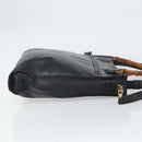 GUCCI Bamboo Hand Bag Leather 2way Black Gold 001 095 1878 Auth 163274-3