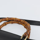 GUCCI Bamboo Hand Bag Leather 2way Black Gold 001 095 1878 Auth 163274-14