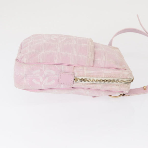 CHANEL New Travel Line Shoulder Bag Pink Gold CC Auth 163276