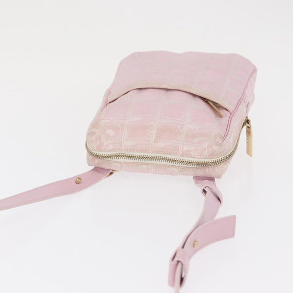 CHANEL New Travel Line Shoulder Bag Pink Gold CC Auth 163276