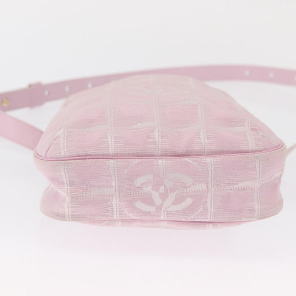 CHANEL New Travel Line Shoulder Bag Pink Gold CC Auth 163276