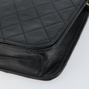 CHANEL Matelasse Chain Shoulder Bag Lamb Skin Black Gold CC Auth 163277-10