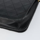 CHANEL Matelasse Chain Shoulder Bag Lamb Skin Black Gold CC Auth 163277-12