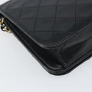 CHANEL Matelasse Chain Shoulder Bag Lamb Skin Black Gold CC Auth 163277-13