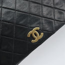 CHANEL Matelasse Chain Shoulder Bag Lamb Skin Black Gold CC Auth 163277-14