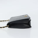 CHANEL Matelasse Chain Shoulder Bag Lamb Skin Black Gold CC Auth 163277-5