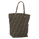 FENDI Zucca Canvas Hand Bag Brown Black Auth 163278-1