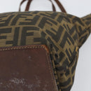 FENDI Zucca Canvas Hand Bag Brown Black Auth 163278-9