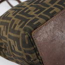 FENDI Zucca Canvas Hand Bag Brown Black Auth 163278-17