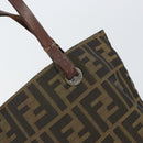 FENDI Zucca Canvas Hand Bag Brown Black Auth 163278-18