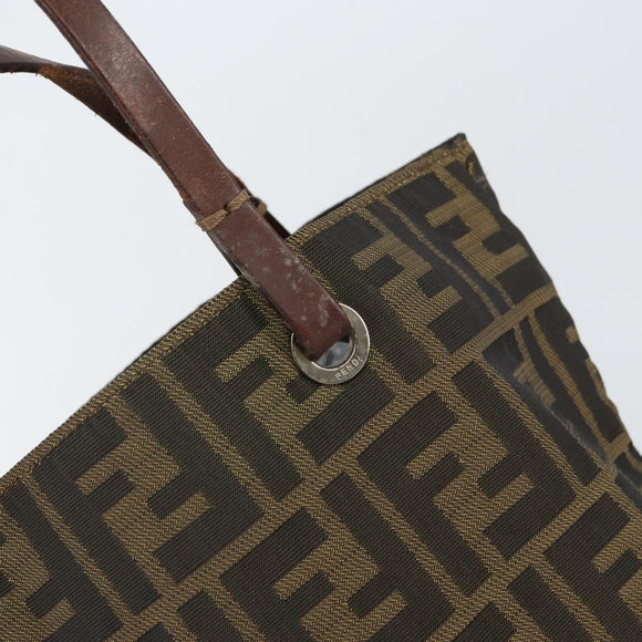 FENDI Zucca Canvas Hand Bag Brown Black Auth 163278