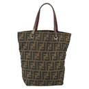 FENDI Zucca Canvas Hand Bag Brown Black Auth 163278-13