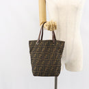 FENDI Zucca Canvas Hand Bag Brown Black Auth 163278-22