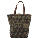 FENDI Zucca Canvas Hand Bag Brown Black Auth 163278-2