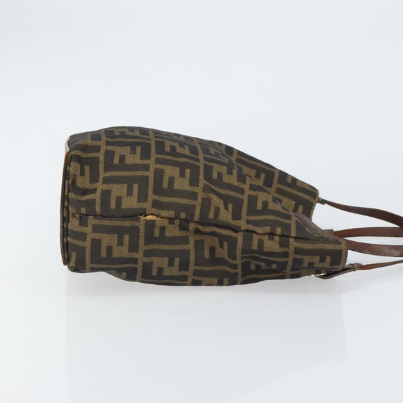 FENDI Zucca Canvas Hand Bag Brown Black Auth 163278