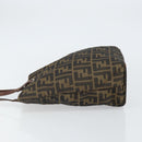 FENDI Zucca Canvas Hand Bag Brown Black Auth 163278-5