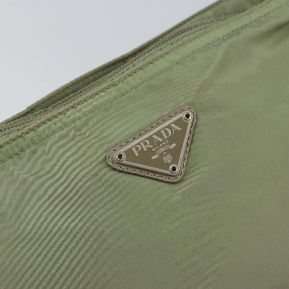 PRADA Shoulder Bag Nylon Green Gold Auth 163281