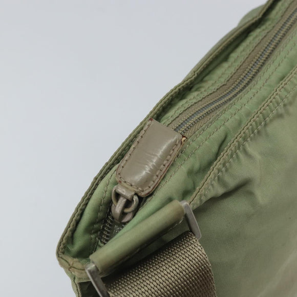 PRADA Shoulder Bag Nylon Green Gold Auth 163281