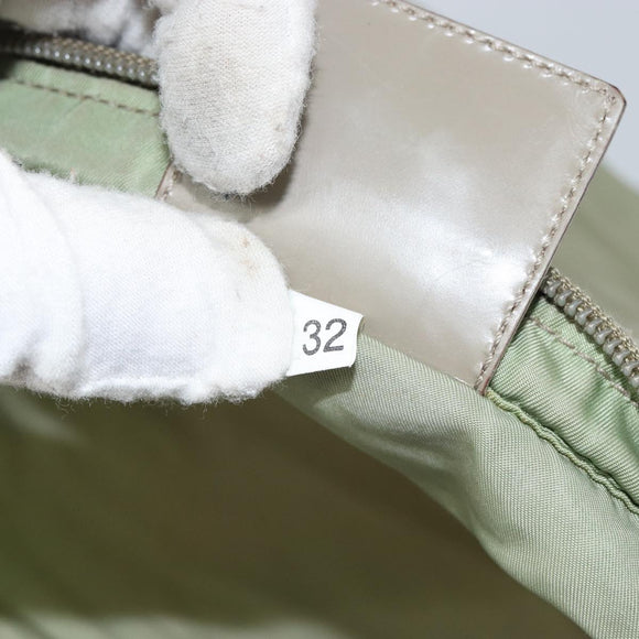 PRADA Shoulder Bag Nylon Green Gold Auth 163281