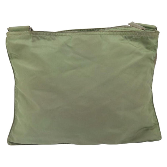 PRADA Shoulder Bag Nylon Green Gold Auth 163281