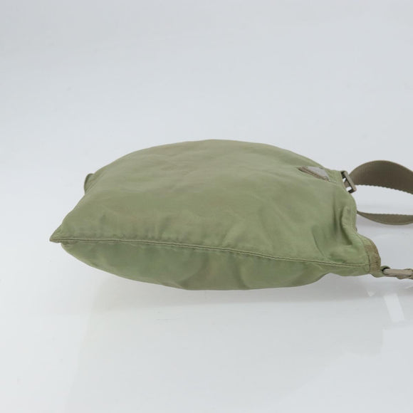 PRADA Shoulder Bag Nylon Green Gold Auth 163281