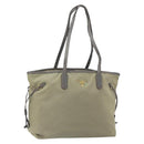 PRADA Tote Bag Nylon Beige Gold Auth 163284-1