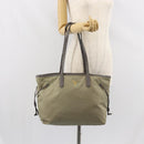 PRADA Tote Bag Nylon Beige Gold Auth 163284-24
