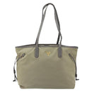 PRADA Tote Bag Nylon Beige Gold Auth 163284-13