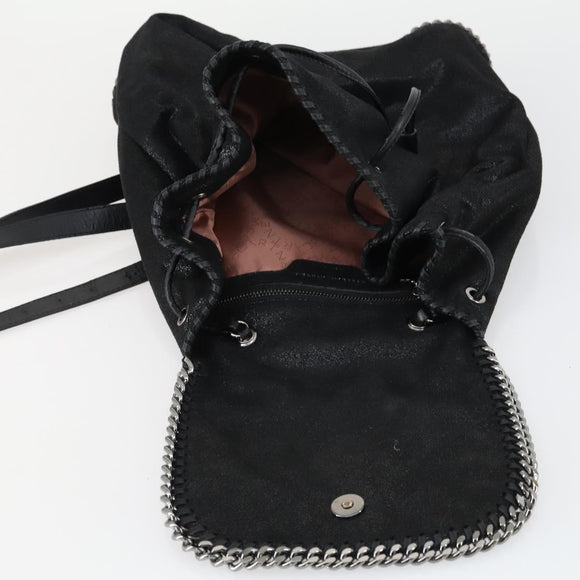 Stella MacCartney Falabella Shoulder Bag polyester Black Silver Auth 163286A