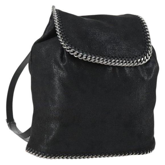 Stella MacCartney Falabella Shoulder Bag polyester Black Silver Auth 163286A