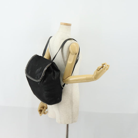 Stella MacCartney Falabella Shoulder Bag polyester Black Silver Auth 163286A