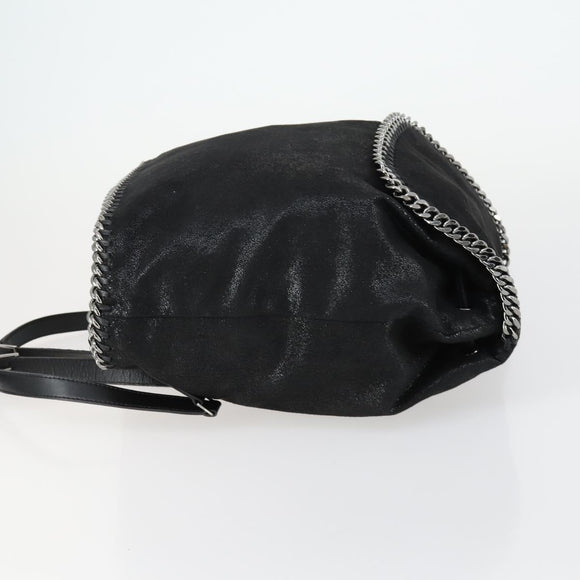 Stella MacCartney Falabella Shoulder Bag polyester Black Silver Auth 163286A