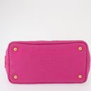 PRADA Canapa PM Hand Bag Canvas Pink Gold Auth 163290-6