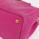 PRADA Canapa PM Hand Bag Canvas Pink Gold Auth 163290-14