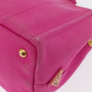 PRADA Canapa PM Hand Bag Canvas Pink Gold Auth 163290-16