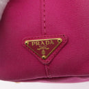 PRADA Canapa PM Hand Bag Canvas Pink Gold Auth 163290-17