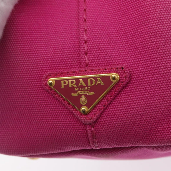 PRADA Canapa PM Hand Bag Canvas Pink Gold Auth 163290