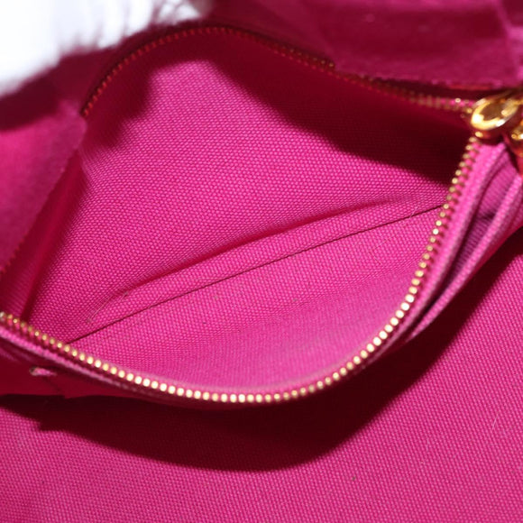 PRADA Canapa PM Hand Bag Canvas Pink Gold Auth 163290