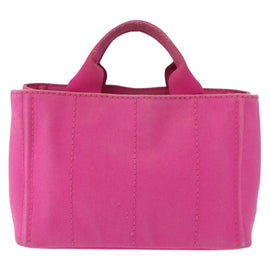 PRADA Canapa PM Hand Bag Canvas Pink Gold Auth 163290 - 0