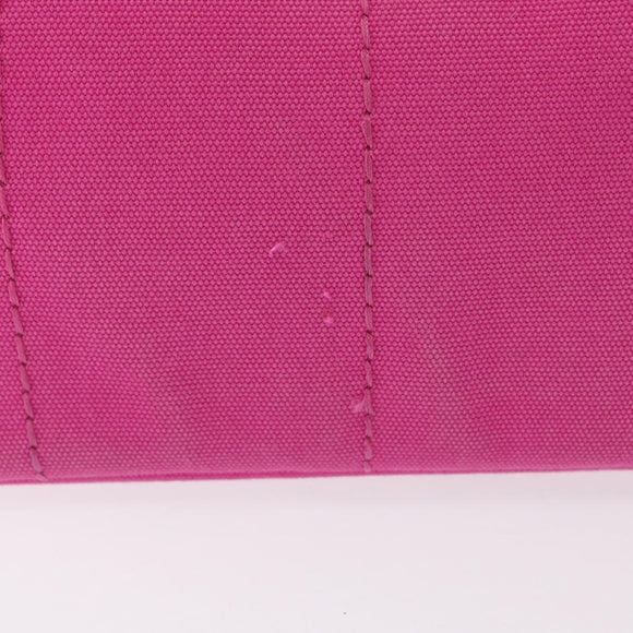 PRADA Canapa PM Hand Bag Canvas Pink Gold Auth 163290