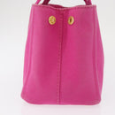 PRADA Canapa PM Hand Bag Canvas Pink Gold Auth 163290-4