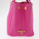 PRADA Canapa PM Hand Bag Canvas Pink Gold Auth 163290-5