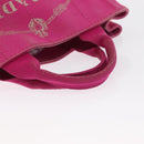 PRADA Canapa PM Hand Bag Canvas Pink Gold Auth 163290-8