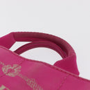 PRADA Canapa PM Hand Bag Canvas Pink Gold Auth 163290-9