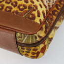 Salvatore Ferragamo Gancini Hand Bag Nylon Brown Gold Auth 163292-9